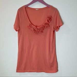 EEUC J. Crew coral colored flower top/tee